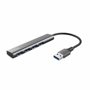 Trust Halyx USB Hub - USB 3.2 Gen 1 (3.1 Gen 1) Type-A - 640 MB/s - Keyboard, Mouse, Camera, Headset - Grey - 4 Total USB 