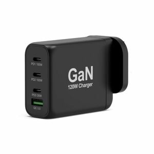 Port Connect 120 W AC Adapter - 1 USB - 3 USB Type-C - For Notebook - Europe - 2 m Cable - 120 V AC, 230 V AC Input - 5 V 
