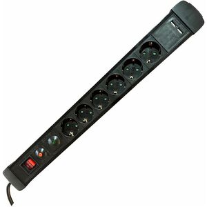 m-cab.de - Premium Line 6-fach Steckdosenleiste, Überspannungs- & Überlastungsschutz, Kindersicherung, 230V, 16A/3680W, ho