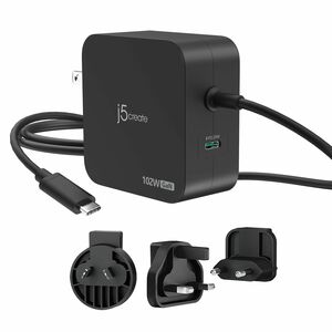 j5create 102 W AC Adapter - 1 Pack - Universal Adapter - 2 USB Type-C - For Headphone, Notebook, Portable Gaming Console, 