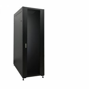 Armoire Rack MCL 42U Armoire fermée pour Réseau Profondeur de Rail - Noir - En verre trempé, Acier, SPCC, Acier Laminé à F