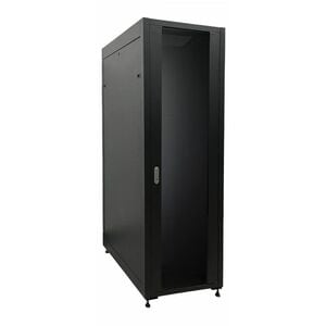 Armoire Rack MCL 42U Armoire fermée pour Réseau Profondeur de Rail - Noir - En verre trempé, Acier, SPCC, Acier Laminé à F