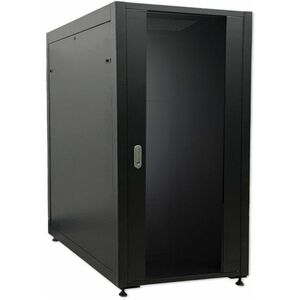 Armoire Rack MCL 24U Armoire fermée pour Réseau, Server Profondeur de Rail - Noir - En verre trempé, Acier, SPCC, Acier La