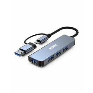 Urban Factory USB Hub - USB 3.2 Gen 1 (3.1 Gen 1) Type-C - 640 MB/s - Notebook, Tablet - Space Gray - 4 Total USB Port(s)