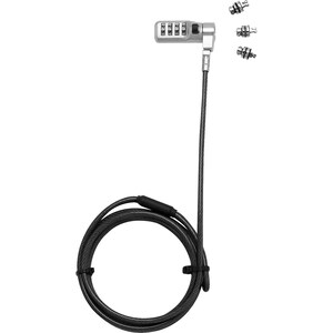 Dicota Cable Lock - 2 m Cable - Preset - 4-digit - Combination Lock - Black - Steel, Thermoplastic Rubber (TPR), Polyvinyl