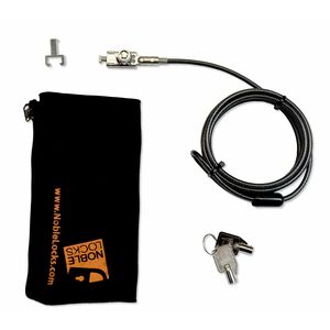 Noble NG04T Cable Lock For Notebook, Docking Station, Printer, Projector - 1.80 m Cable - Patented T-bar/Key Lock - Silver