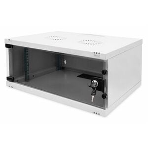 Digitus 4U Wandmontierbar Geschlossener Schrank Rackschrank für Networking, Ausrüstung - Hellgrau - Glas, Blech - 60 kg Ma