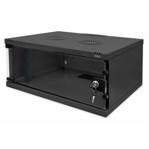 Digitus 4U Wandmontierbar Geschlossener Schrank Rackschrank für Networking270 mm Regaltiefe - Schwarz - Glas, Blech - 60 k