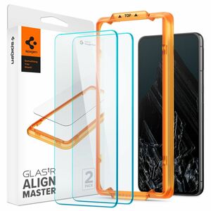 Spigen GLAS.tR Align Master Tempered Glass Screen Protector for Pixel 8 Pro - Black, Transparent - 2 Pack - For OLED Smart