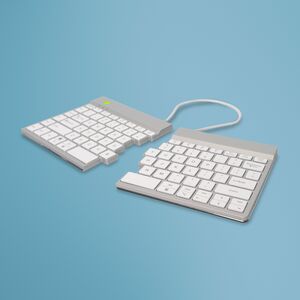 R-Go Split Break Keyboard - Wireless Connectivity - USB Type C Interface - English (US) - QWERTY Layout - White - Scissors