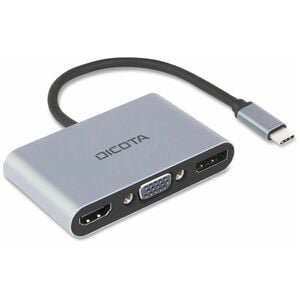 Dicota USB Type C Docking Station for Notebook, Desktop PC - Silver - Portable - Full HD, 4K @ 60Hz - 3840 x 2160, 1920 x 