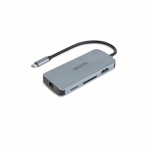 Dicota USB Type C Docking Station for Notebook, Monitor - Memory Card Reader - SD - Silver - 4K UHD - 3840 x 2160 - 4 x US