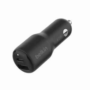 Belkin BoostCharge Auto Adapter - Universal Adapter - 1 USB - 1 USB Type-C - For iPhone, iPad Pro, iPad mini - 12 V DC Inp