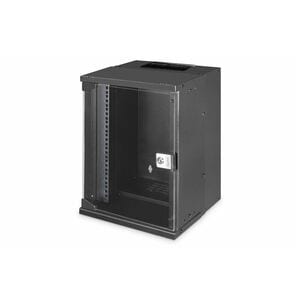 Digitus SOHO PRO 9U Wandmontierbar Geschlossener Schrank Rackschrank für Networking254 mm Regaltiefe - Schwarz - Glas, Ble