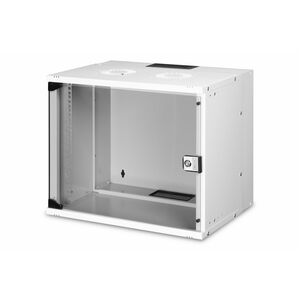 Digitus SOHO PRO 9U Wall Mountable Enclosed Cabinet Rack Cabinet for Networking327 mm Rack Depth - Light Grey - Glass, Ste
