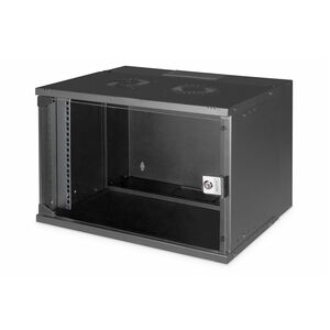 Digitus SOHO PRO 7U Wandmontierbar Geschlossener Schrank Rackschrank für Networking327 mm Regaltiefe - Schwarz - Glas, Pla
