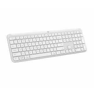 Logitech Signature Slim K950 键盘 - 实际大小 - 无线 连接 - A 型 USB 接口 - 英文 - 珍珠白 - 蓝牙 - 5.1 - 10 m - 开始, 静音, 屏幕截图, 首页, 音量控制 热键 - Win
