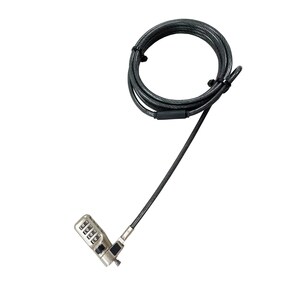 Dicota Cable Lock For Notebook, Projector, Printer - 2 m Cable - Resettable - 4-digit - Combination Lock - Anthracite - Zi