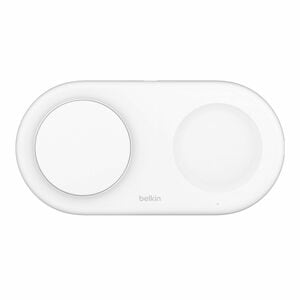 Belkin BoostCharge Pro 感应充电器 - 白 - 用于 iPhone - 输入连接器: USB - 快充, LED指示灯, 袖珍的, 磁力