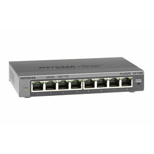 Commutateur Ethernet Netgear ProSafe Plus GS108E 8 Ports - Gigabit Ethernet - 10/100/1000Base-T - Gris - 2 Couche supporté