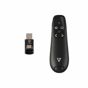 V7 WP500C Presentation Pointer - Radio Frequency - USB Type C, USB Type A - Laser - 5 Button(s) - Black - V7 WP500C Wirele