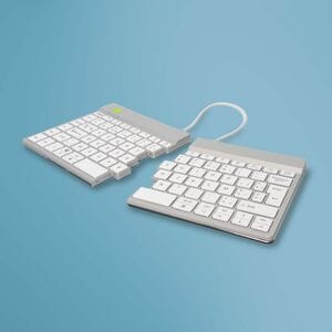 R-Go Split Break Keyboard - Wireless Connectivity - USB Type C Interface - Belgian - AZERTY Layout - White - Scissors Keys