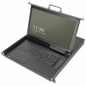 Digitus LCD Rack Console KVM Switch - Jet Black - 43.2 cm (17") LCD - Full HD - 1920 x 1080 - 1 x USB - 8 x VGA - Keyboard
