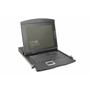 Digitus LCD Rack Console KVM Switch - Jet Black - 48.3 cm (19") LCD - HD - 1920 x 1080 - 16 x Network (RJ-45) - 3 x USB - 