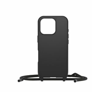 OtterBox React Carrying Case Apple iPhone 16 Pro Smartphone - Black - Drop Resistant - Plastic, Nylon Body - Neck Strap, S