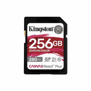 Kingston Canvas React Plus 256 GB Class 10/UHS-II (U3) V60 SDXC - 280 MB/s Read - 150 MB/s Write