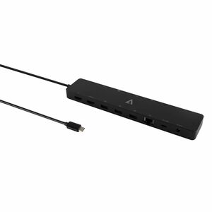 V7 DOCKUCPT2D USB-Typ C Docking Station für Notebook - Ladefunktion - Speicherkartenleser - SD, microSD - 130 W - Schwarz 