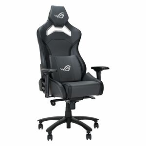 ROG Chariot X gaming chair in racing-car style with Aura RGB lighting featuring an adjustable high-density foam headrest m