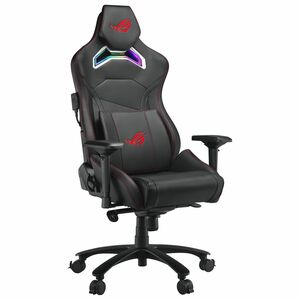 ROG Chariot X gaming chair in racing-car style with Aura RGB lighting featuring an adjustable high-density foam headrest m