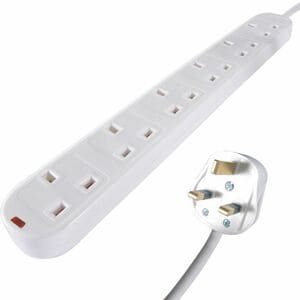 connektgear Surge Suppressor/Protector - White - UK BS1363 Plug - 6 x BS 1363/A - 375 J - 250 V AC - 5m - Wall Mountable