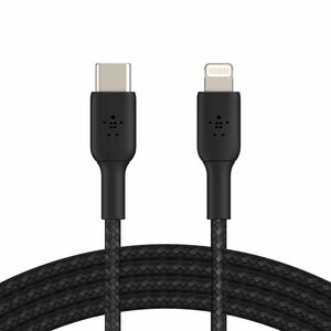Belkin MFi Certified Braided Lightning to USB-C Charge and Sync Cable, 6.6 Feet / 2 Meters, Black