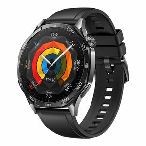 Huawei GT 5 Smart Watch - 46 mm Case Width - Black Body Color - Black Band Color - Stainless Steel Case Material - Fluoroe
