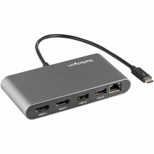 StarTech.com Thunderbolt 3 Docking Station for Notebook - Black, Silver - 2 Displays Supported - 4K - 3840 x 2160 - 1 x US