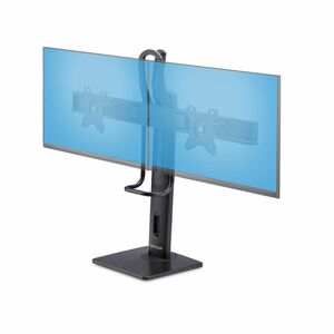 StarTech.com Crossbar Dual Monitor Desk Stand For 27inch Screens, Max Cap 26.4lb, VESA Mount 75x75/100x100, Toolless Heigh