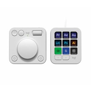 Logitech MX Creative Console Keypad & Dial - USB Type C Cable Keypad - Keyboard/Keypad Color: Pale Gray - Wireless Bluetoo