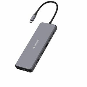 Verbatim USB Type C Docking Station for Monitor, Headphone, Speaker - Charging Capability - Memory Card Reader - SD - 3 Di