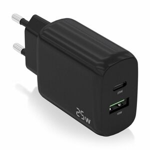 CHARGER 25W 1XUSB-C PD3.0 1XUSB-A QC3.0 BLACK