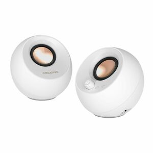 Creative Pebble Pro 2.0 Portable Bluetooth Speaker System - 10 W RMS - White - Desktop - 80 Hz to 20 kHz - Headphone