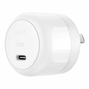 Belkin BoostCharge 30 W AC Adapter - Universal Adapter - 1 USB Type-C - For iPhone, Charger, iPad Air, iPad mini