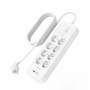 Belkin Connect Überspannungsschutz - Weiß - 1 x USB Typ A, 1 x USB Typ C, 8 x Wechselstrom - 900 J - 2 m - Wandmontierbar