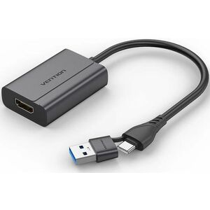 USB-C + USB-A TO HDMI ADAPTER 0 .15M GRAY ALUMINIUM ALLOY TYPE