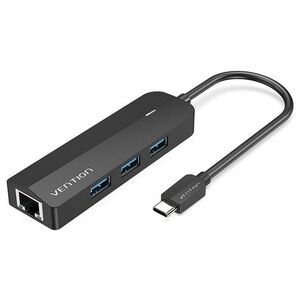 HUB USB-C TO USB 3.03/RJ45/MIC RO-B 0.15M BLACK ABS TYPE