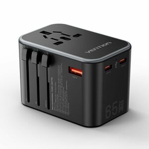 Vention FJD 65 W AC Adapter - Box - Universal Adapter - 1 USB - 2 USB Type-C - For Notebook, MacBook Pro - 5 V DC, 9 V DC,
