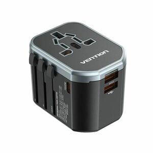 Vention FJC 1.84 kW AC Adapter - Box - Universal Adapter - 1 USB - 2 USB Type-C - 120 V AC, 230 V AC Input - 5 V DC, 9 V D