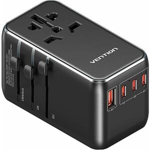Vention FJG 120 W AC Adapter - Box - Universal Adapter - 1 USB - 3 USB Type-C - For Notebook, Hair Dryer, Fan, Lamp, Razor