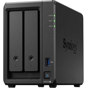 Synology DiskStation DS723+ 2 x 总跨数 SAN/NAS 存储系统 - AMD Ryzen 双核（2 个核心） - 2 GB RAM - DDR4 SDRAM 台式机 - Serial ATA 控制器 - 支持 R